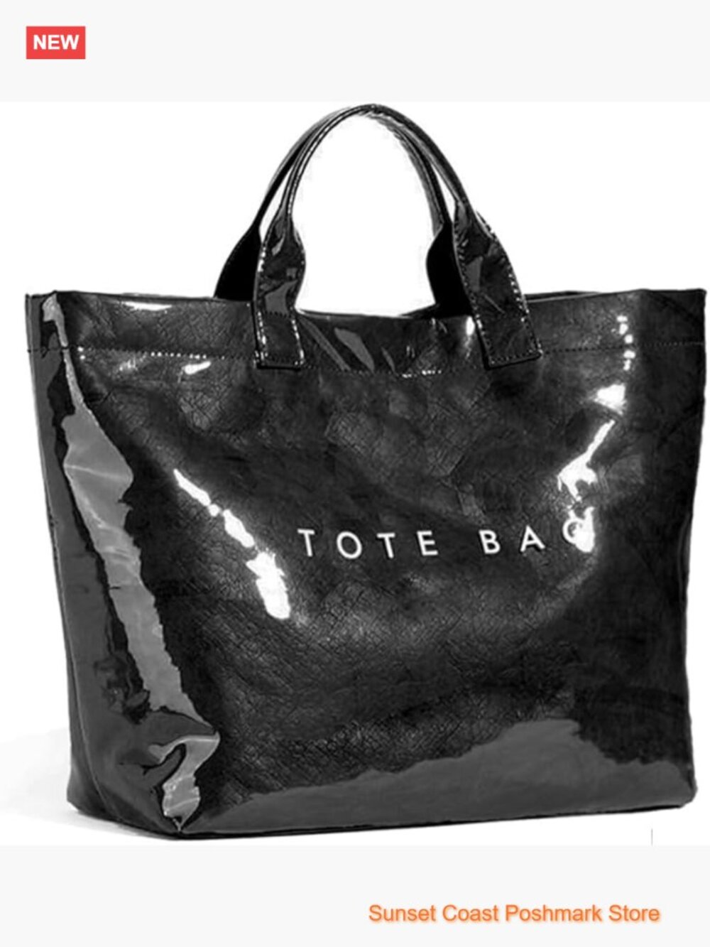 Large PVC Tote Bag Letter Print Paper Shopping Hobo Bag Clear Handbag